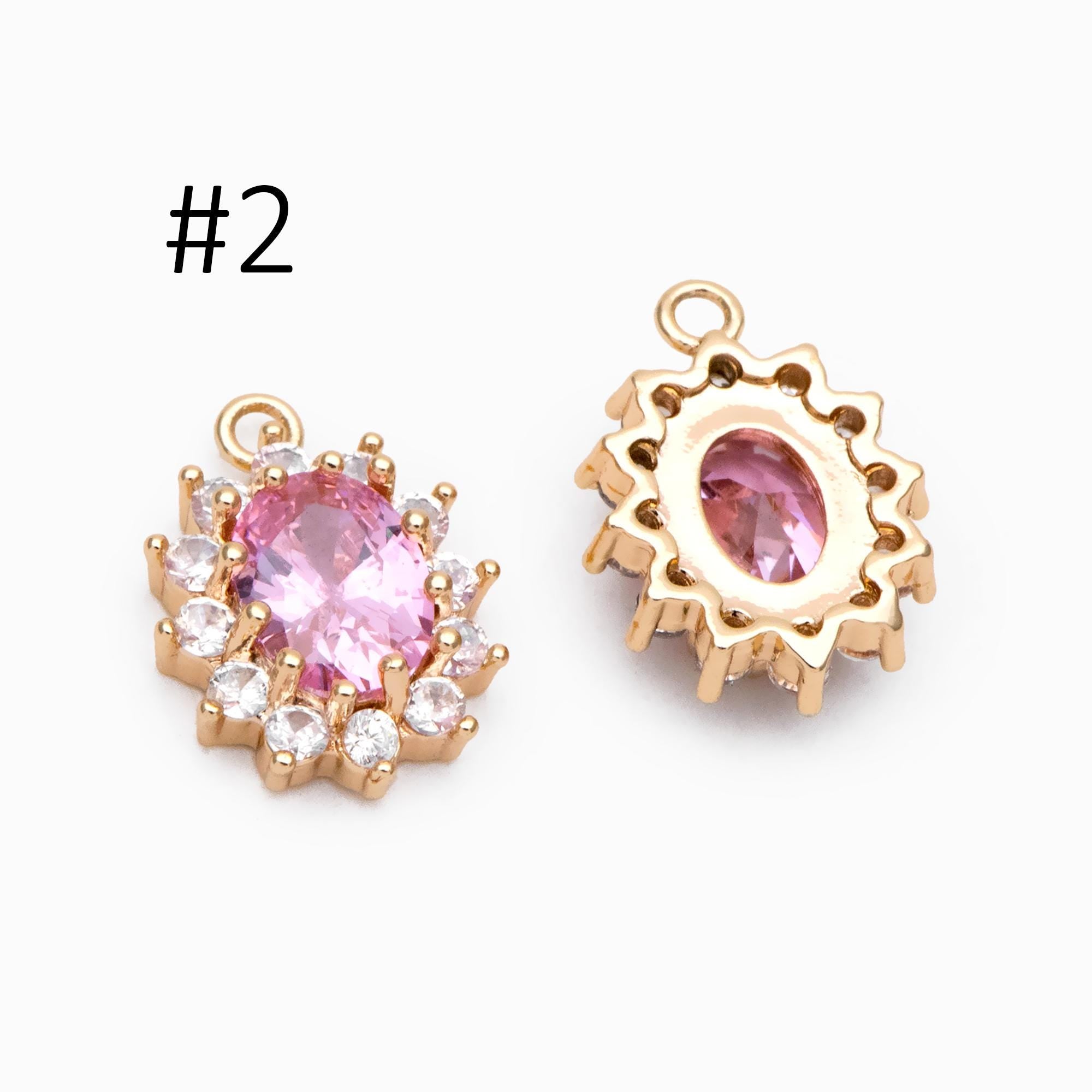 4pcs CZ Pave Gold Earring Charm, Cubic Drop Pendant, Cubic Charm, Bridal Earring, Wedding Jewelry, Wedding Earrings Charm (GB-2994)